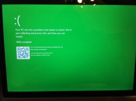 微软为Windows 10内测预览版引入了死机“绿屏”