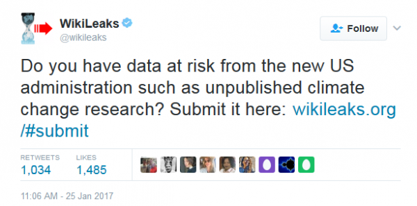 为防遭特朗普彻底抹杀 维基解密为科学家提供气候数据储存地