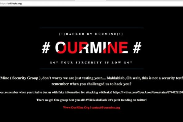 黑客团队OurMine成功入侵维基解密网站