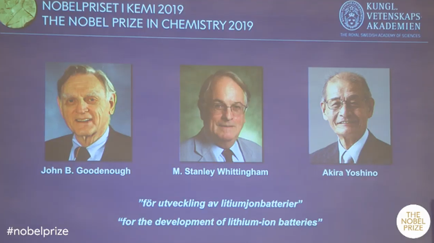 2019年诺贝尔化学奖揭晓：锂电池研制者获奖